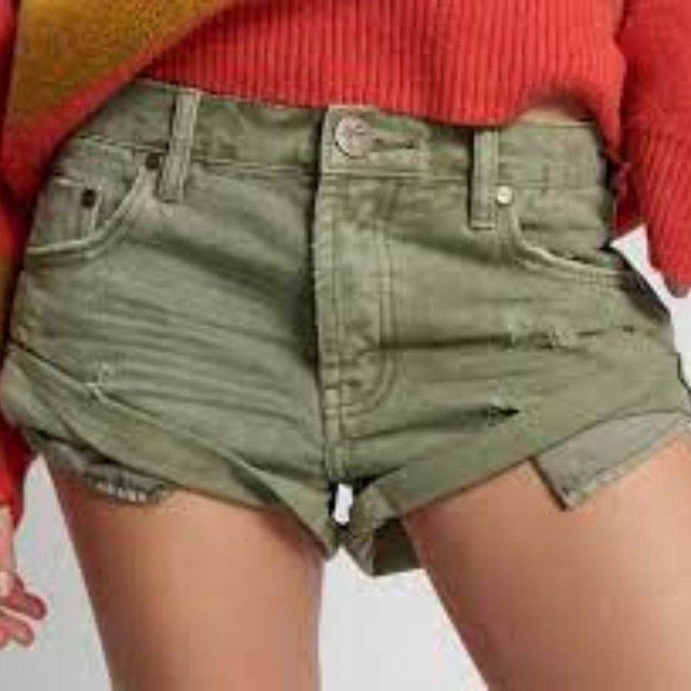 One Teaspoon Denim Shorts Bandits High Rise Relaxed Fit Cuffed Hem Sz 32
